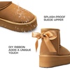 image:imageDREAM PAIRS Genuine Suede Classic Platform Boots for Women Water Resistant FuzzyClassic Ankle Winter Snow Low Boots with DIY Bows Faux Fur Lining Memory Foam AntiSlipChestnut
