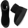 image:imageDREAM PAIRS Genuine Suede Classic Platform Boots for Women Water Resistant FuzzyClassic Ankle Winter Snow Low Boots with DIY Bows Faux Fur Lining Memory Foam AntiSlipBlack