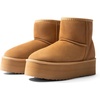 image:imageDREAM PAIRS Genuine Suede Classic Platform Boots for Women Water Resistant FuzzyClassic Ankle Winter Snow Low Boots with DIY Bows Faux Fur Lining Memory Foam AntiSlipChestnut