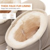 image:imageDREAM PAIRS Genuine Suede Classic Platform Boots for Women Water Resistant FuzzyClassic Ankle Winter Snow Low Boots with DIY Bows Faux Fur Lining Memory Foam AntiSlipSand
