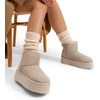 image:imageDREAM PAIRS Genuine Suede Classic Platform Boots for Women Water Resistant FuzzyClassic Ankle Winter Snow Low Boots with DIY Bows Faux Fur Lining Memory Foam AntiSlipSand