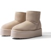 image:imageDREAM PAIRS Genuine Suede Classic Platform Boots for Women Water Resistant FuzzyClassic Ankle Winter Snow Low Boots with DIY Bows Faux Fur Lining Memory Foam AntiSlipSand