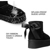 image:imageDREAM PAIRS Genuine Suede Classic Platform Boots for Women Water Resistant FuzzyClassic Ankle Winter Snow Low Boots with DIY Bows Faux Fur Lining Memory Foam AntiSlipBlack