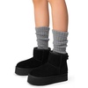 image:imageDREAM PAIRS Genuine Suede Classic Platform Boots for Women Water Resistant FuzzyClassic Ankle Winter Snow Low Boots with DIY Bows Faux Fur Lining Memory Foam AntiSlipBlack