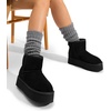 image:imageDREAM PAIRS Genuine Suede Classic Platform Boots for Women Water Resistant FuzzyClassic Ankle Winter Snow Low Boots with DIY Bows Faux Fur Lining Memory Foam AntiSlipBlack