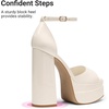 image:imageDREAM PAIRS High Heels Chunky Block Platform Heels for Women Ankle Strap Sexy Open Square Toe Heels Dressy Pumps SandalsBeigepat