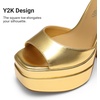 image:imageDREAM PAIRS High Heels Chunky Block Platform Heels for Women Ankle Strap Sexy Open Square Toe Heels Dressy Pumps SandalsGold