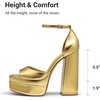 image:imageDREAM PAIRS High Heels Chunky Block Platform Heels for Women Ankle Strap Sexy Open Square Toe Heels Dressy Pumps SandalsGold