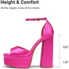 image:imageDREAM PAIRS High Heels Chunky Block Platform Heels for Women Ankle Strap Sexy Open Square Toe Heels Dressy Pumps SandalsHot Pinksatin