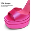 image:imageDREAM PAIRS High Heels Chunky Block Platform Heels for Women Ankle Strap Sexy Open Square Toe Heels Dressy Pumps SandalsHot Pinksatin