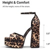 image:imageDREAM PAIRS High Heels Chunky Block Platform Heels for Women Ankle Strap Sexy Open Square Toe Heels Dressy Pumps SandalsLeopard