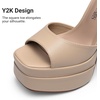 image:imageDREAM PAIRS High Heels Chunky Block Platform Heels for Women Ankle Strap Sexy Open Square Toe Heels Dressy Pumps SandalsNude
