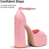 image:imageDREAM PAIRS High Heels Chunky Block Platform Heels for Women Ankle Strap Sexy Open Square Toe Heels Dressy Pumps SandalsPinkpat