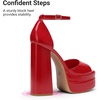 image:imageDREAM PAIRS High Heels Chunky Block Platform Heels for Women Ankle Strap Sexy Open Square Toe Heels Dressy Pumps SandalsRedpat