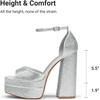 image:imageDREAM PAIRS High Heels Chunky Block Platform Heels for Women Ankle Strap Sexy Open Square Toe Heels Dressy Pumps SandalsSilverrhinestone