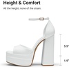 image:imageDREAM PAIRS High Heels Chunky Block Platform Heels for Women Ankle Strap Sexy Open Square Toe Heels Dressy Pumps SandalsWhite