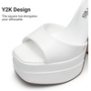 image:imageDREAM PAIRS High Heels Chunky Block Platform Heels for Women Ankle Strap Sexy Open Square Toe Heels Dressy Pumps SandalsWhite