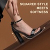 image:imageDREAM PAIRS High Heels Chunky Block Square Toe Heels for Women Dressy Open Toe Heel SandalsSize 7BlackSDHS2207W
