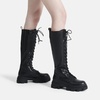 image:imageDREAM PAIRS Knee High Boots Women Fashion Combat Boots Chunky Platform Lace Up Lug Sole Boots For WomenBlackPu