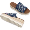 image:imageDREAM PAIRS Platform Sandals Women Slipon Espadrille Bohemia Wedge Sandals Comfort Dressy Summer Open Toe Canvas Slides for Womens Outdoor and BeachNavy Multi