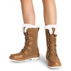 image:imageDREAM PAIRS Snow Winter Boots for Women Resistant Warm MidCalf Boots Faux Fur Lined Lace Up Antislip Outdoor Hiking BootiesTan