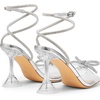 image:imageDREAM PAIRS Stiletto Bow Heels for Women Strappy Sparkly Rhinestone Square Toe Clear Crystal High Sandals for Party WeddingSilverpu