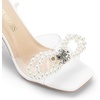 image:imageDREAM PAIRS Stiletto Bow Heels for Women Strappy Sparkly Rhinestone Square Toe Clear Crystal High Sandals for Party WeddingWhitepearl
