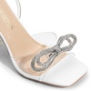 image:imageDREAM PAIRS Stiletto Bow Heels for Women Strappy Sparkly Rhinestone Square Toe Clear Crystal High Sandals for Party WeddingWhitepu