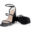 image:imageDREAM PAIRS Women Heels Chunky Square Open Toe Strappy Ankle Strap Block High Heeled Sandals for Dressy Wedding Comfortable ShoesBlack