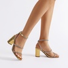 image:imageDREAM PAIRS Women Heels Chunky Square Open Toe Strappy Ankle Strap Block High Heeled Sandals for Dressy Wedding Comfortable ShoesGoldrhinestone