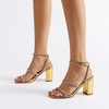 image:imageDREAM PAIRS Women Heels Chunky Square Open Toe Strappy Ankle Strap Block High Heeled Sandals for Dressy Wedding Comfortable ShoesGoldrhinestone