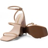 image:imageDREAM PAIRS Women Heels Chunky Square Open Toe Strappy Ankle Strap Block High Heeled Sandals for Dressy Wedding Comfortable ShoesNude