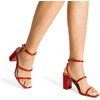 image:imageDREAM PAIRS Women Heels Chunky Square Open Toe Strappy Ankle Strap Block High Heeled Sandals for Dressy Wedding Comfortable ShoesRed