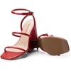 image:imageDREAM PAIRS Women Heels Chunky Square Open Toe Strappy Ankle Strap Block High Heeled Sandals for Dressy Wedding Comfortable ShoesRed