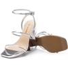 image:imageDREAM PAIRS Women Heels Chunky Square Open Toe Strappy Ankle Strap Block High Heeled Sandals for Dressy Wedding Comfortable ShoesSilverpat