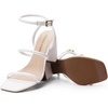 image:imageDREAM PAIRS Women Heels Chunky Square Open Toe Strappy Ankle Strap Block High Heeled Sandals for Dressy Wedding Comfortable ShoesWhite