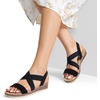 image:imageDREAM PAIRS Womens Ankle Strap Low Wedge SandalsBlacksuede