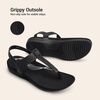 image:imageDREAM PAIRS Womens Arch Support TStrap Sandals Comfortable Orthotic Flat Sandals Thong Sandals for Casual Summer WalkingAll Black
