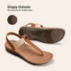 image:imageDREAM PAIRS Womens Arch Support TStrap Sandals Comfortable Orthotic Flat Sandals Thong Sandals for Casual Summer WalkingTan