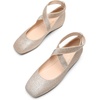 image:imageDREAM PAIRS Womens Ballet Flats Comfortable SlipOn Square Toe Dress Shoes with Elastic Ankle StrapsGoldglitter