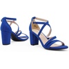 image:imageDREAM PAIRS Womens Block Chunky Heels Sandals Open Toe Ankle Strappy Comfortable Dressy Sandals for Bridal Wedding Prom Party with Adjustable Cross StrapRoyalBlueSuede