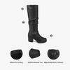 image:imageDREAM PAIRS Womens Chunky Heel Knee High Boots Side Zipper Round Toe Boots with Faux Fur LiningBlack