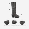 image:imageDREAM PAIRS Womens Chunky Heel Knee High Boots Side Zipper Round Toe Boots with Faux Fur LiningGrey