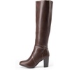 image:imageDREAM PAIRS Womens Chunky Heel Knee High BootsBrownpu