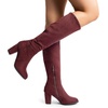 image:imageDREAM PAIRS Womens Chunky Heel Knee High BootsBurgundy
