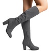 image:imageDREAM PAIRS Womens Chunky Heel Knee High BootsGrey
