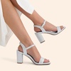 image:imageDREAM PAIRS Womens Chunky Heels Block Round Open Toe Ankle Strap Heel Fashion Wedding Party Comfort Dress Sandals ShoesSilverglitter