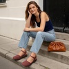 image:imageDREAM PAIRS Womens Closed Toe Sandals Arch Support Comfort Cork Footbed Flat Sandals Summer ShoesBurgundy