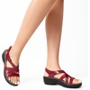image:imageDREAM PAIRS Womens Comfortable Arch Support Wedge Sandals Open Toe Summer Walking ShoeRed