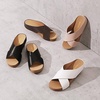 image:imageDREAM PAIRS Womens Cork Slide Sandals Slip On Open Toe Cute Platform Cross Flat Sandals For SummerBlackPu